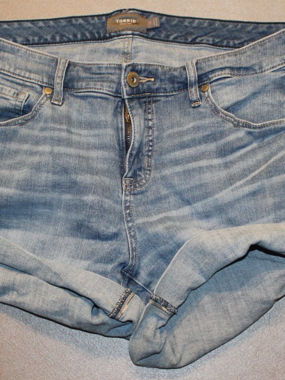 Torrid Blue Cuffed Denim Shorts - Size 16